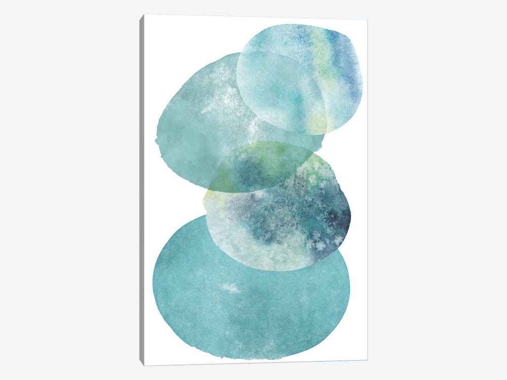 Pools Of Ocean Blue Watercolor Abstract I by Christine Zalewski 1-piece Canvas Artwork