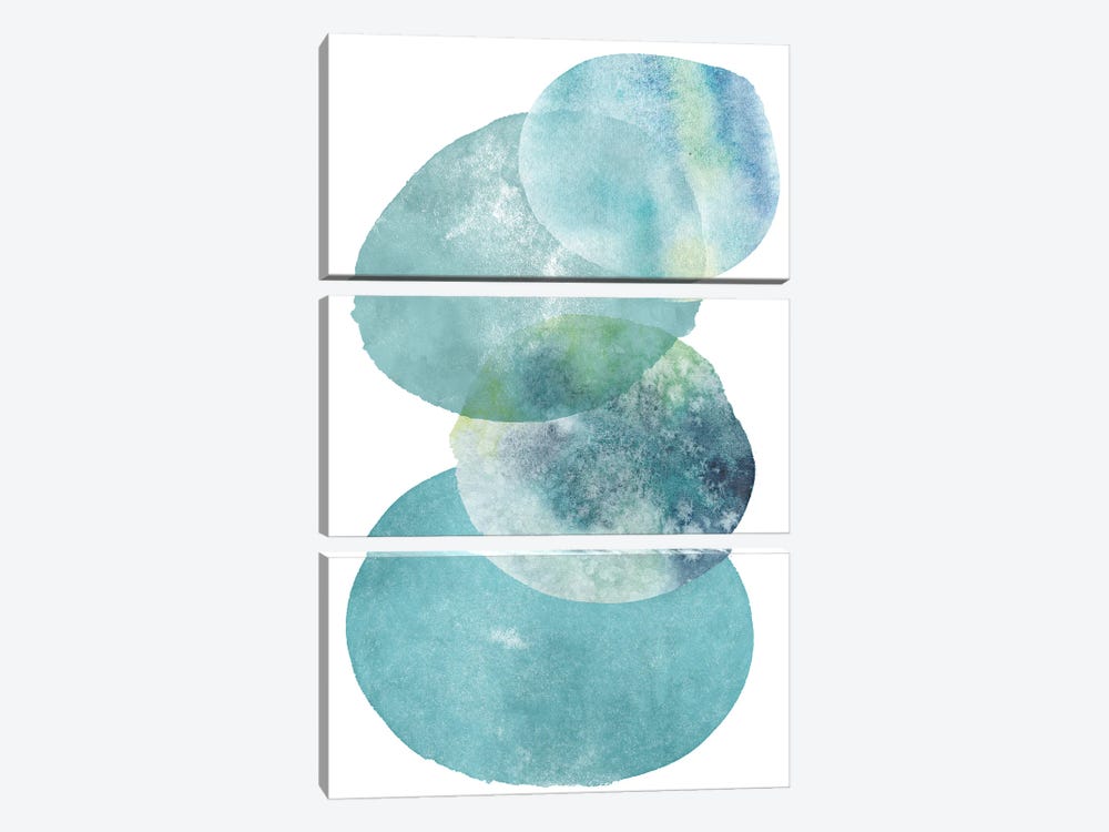 Pools Of Ocean Blue Watercolor Abstract I by Christine Zalewski 3-piece Canvas Art