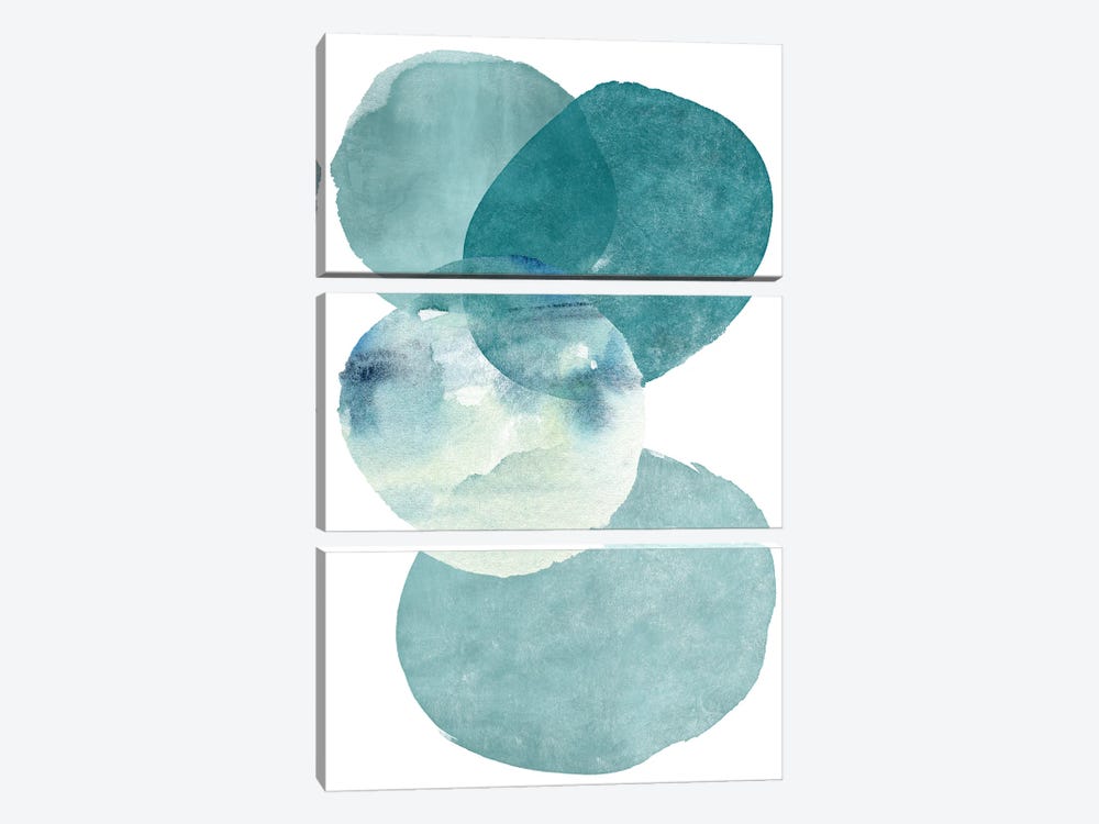 Pools Of Ocean Blue Watercolor Abstract II by Christine Zalewski 3-piece Canvas Art Print
