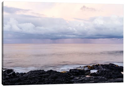 Ocean Sunrise With Rain Clouds In Lavender And Rose Pink I Canvas Art Print