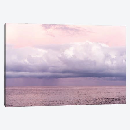 Pacific Ocean Sunrise With Fluffy Rain Clouds In Very Peri And Rose Pink I Canvas Print #ZLW65} by Christine Zalewski Canvas Art