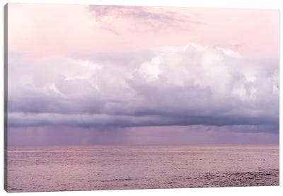 Pacific Ocean Sunrise With Fluffy Rain Clouds In Very Peri And Rose Pink I Canvas Art Print