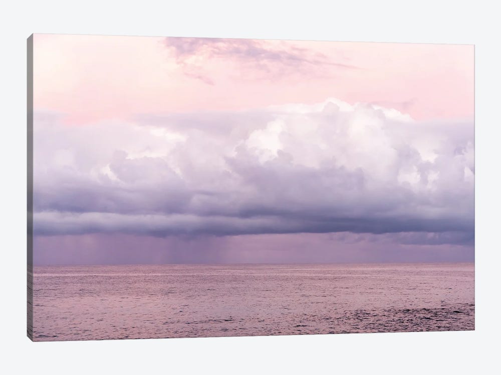 Pacific Ocean Sunrise With Fluffy Rain Clouds In Very Peri And Rose Pink I by Christine Zalewski 1-piece Canvas Artwork
