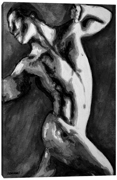 Ifbb In Black And White Canvas Art Print - Male Nude Art