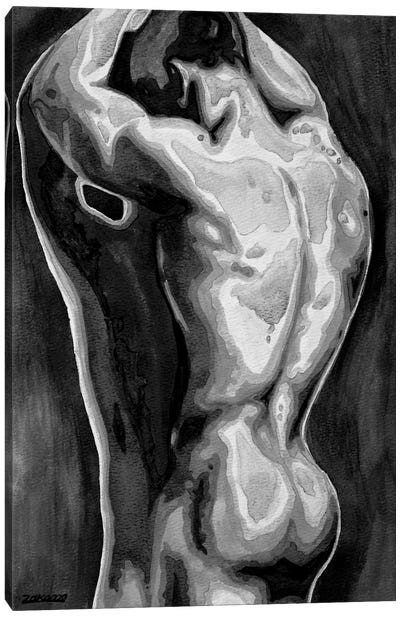 Reflect In Black And White Canvas Art Print - Male Nude Art