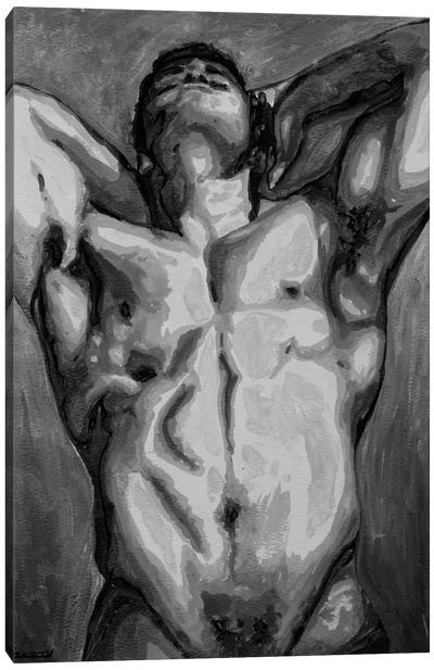 Lying Down Canvas Art Print - Male Nude Art