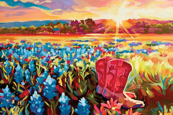 Western Décor: Boots And Bluebonnets by Maria Morris