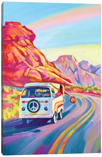 Hippie Van Canvas Art Print - Volkswagen