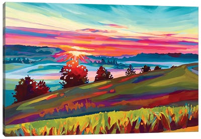 Kentucky Sunset Canvas Art Print - Hill & Hillside Art