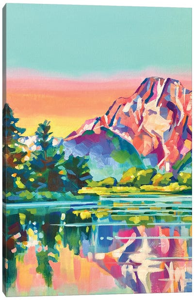 Tetons In The Spring Canvas Art Print - Lake & Ocean Sunrise & Sunset Art