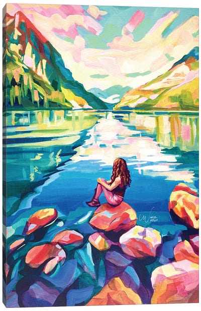 Reflecting On Lake Louise Canvas Art Print - Maria Morris