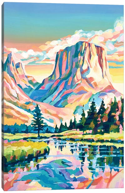 Reflecting On Wyoming Canvas Art Print - Pastels
