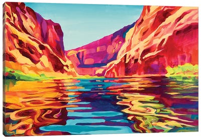 Red Rock Reflections Canvas Art Print - Large Colorful Accents