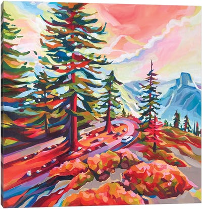 Drive To Yosemite I Canvas Art Print - Pops of Pink