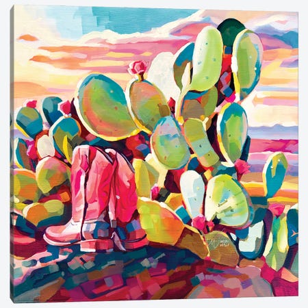 Cactus Cowgirl Canvas Print #ZMM35} by Maria Morris Canvas Wall Art