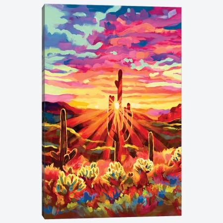 Saguaro Sunset Canvas Print #ZMM3} by Maria Morris Canvas Wall Art