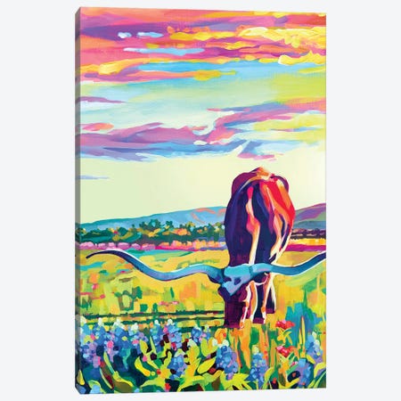 Texas Longhorn Sunset Canvas Print #ZMM41} by Maria Morris Canvas Artwork