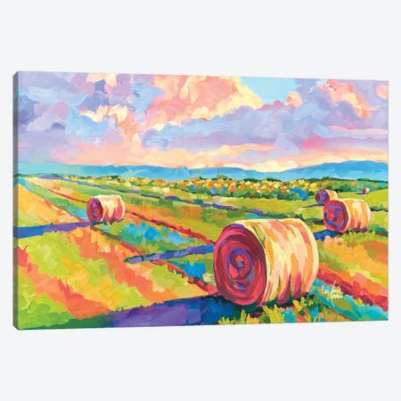 Midwest Hay Bales Canvas Print #ZMM52} by Maria Morris Canvas Print