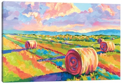 Midwest Hay Bales Canvas Art Print - Cloud Art