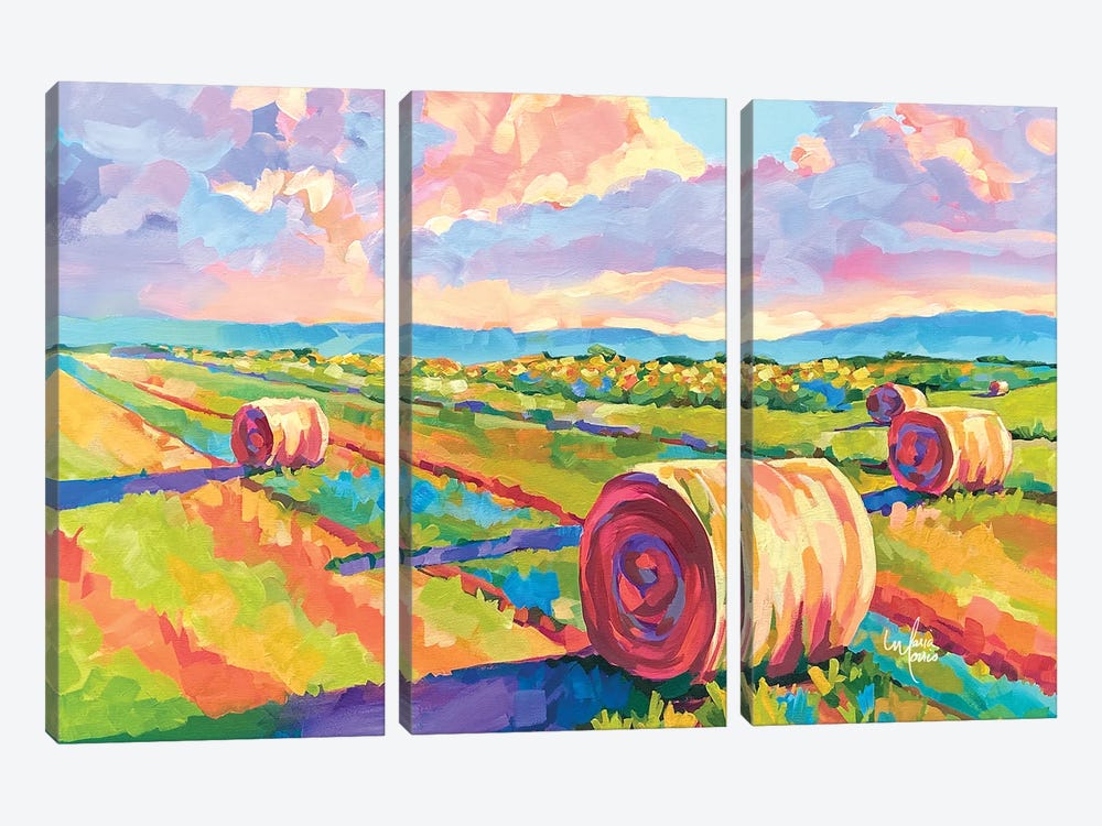 Midwest Hay Bales by Maria Morris 3-piece Art Print