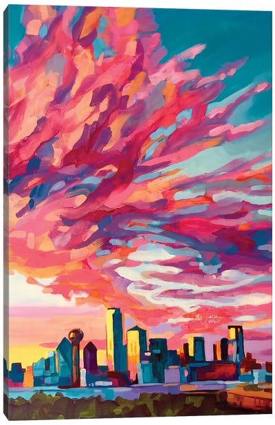 Dallas Sunset Canvas Art Print - Pastels