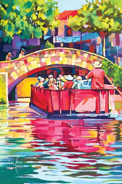 San Antonio: Riverboat At San Antonio Riverwalk by Maria Morris