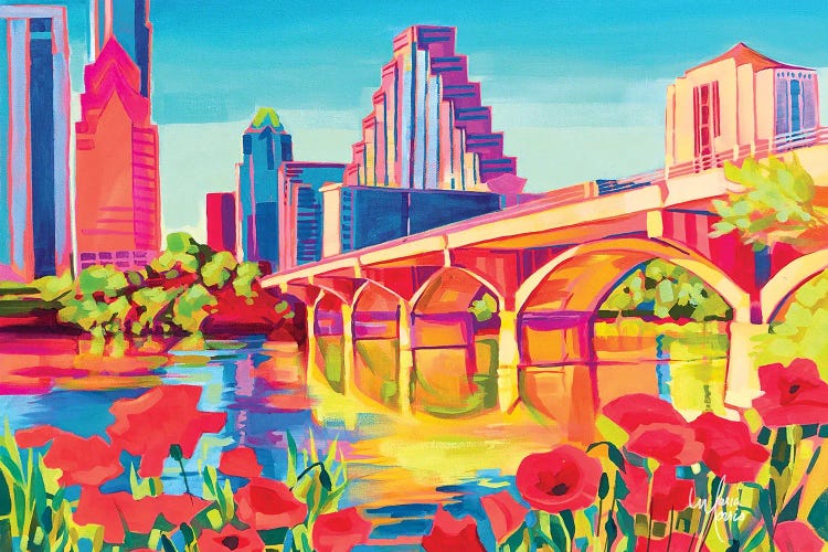 Red Poppies In Austin Texas by Maria Morris wall art