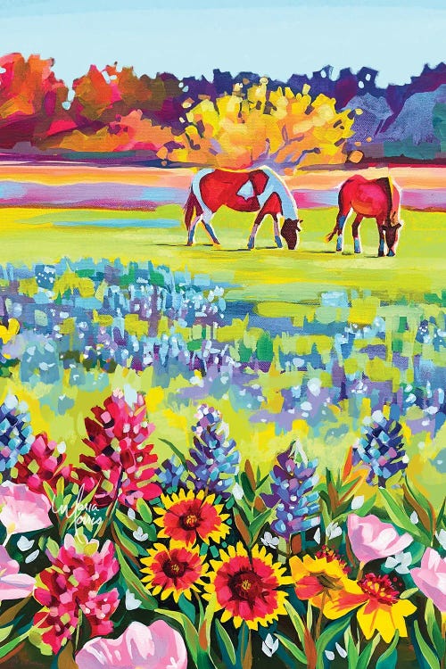 Wildflowers And Wild Horses by Maria Morris wall art