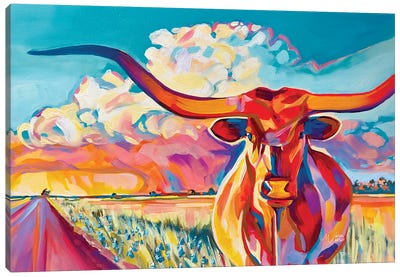 Roque Longhorn Canvas Art Print - Cow Art
