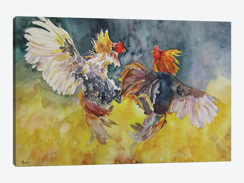 Game Of Roosters by Zoran Mihajlovic Muza 1-piece Canvas Print