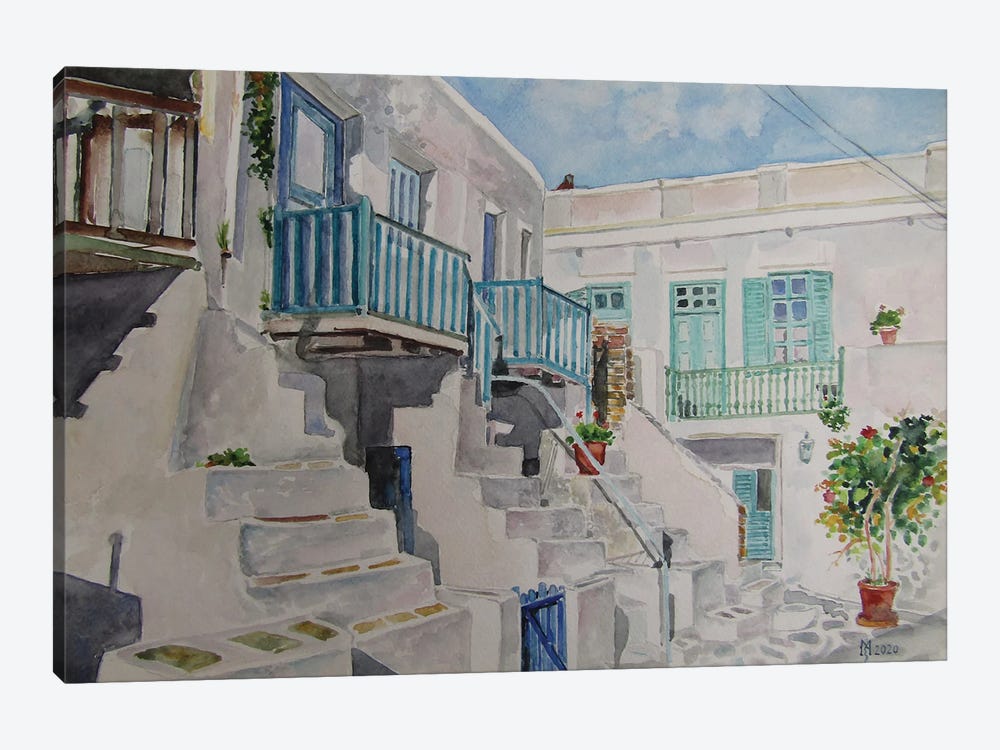 Greek Yard by Zoran Mihajlovic Muza 1-piece Canvas Art Print