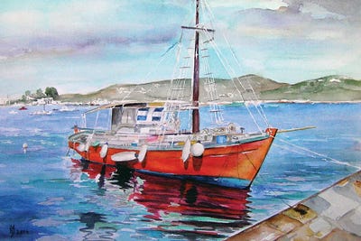 Olivine - Canvas Prints: Red Ship by Zoran Mihajlovic Muza
