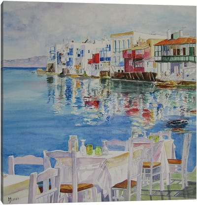 Mykonos Canvas Art Print - Contemporary Coastal