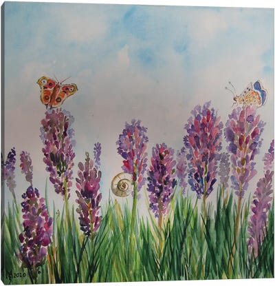 Pleasant Scent Of Lavender Canvas Art Print - Snail Art