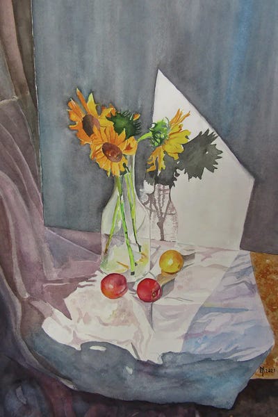 Still Life With Sunflower by Zoran Mihajlovic Muza art print