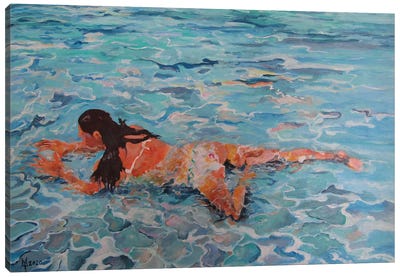 Swimming Canvas Art Print - Turquoise Art