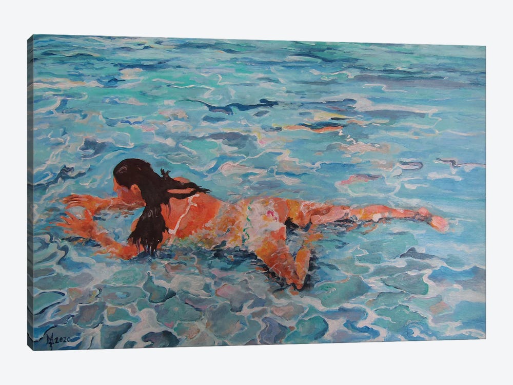 Swimming by Zoran Mihajlovic Muza 1-piece Canvas Art Print