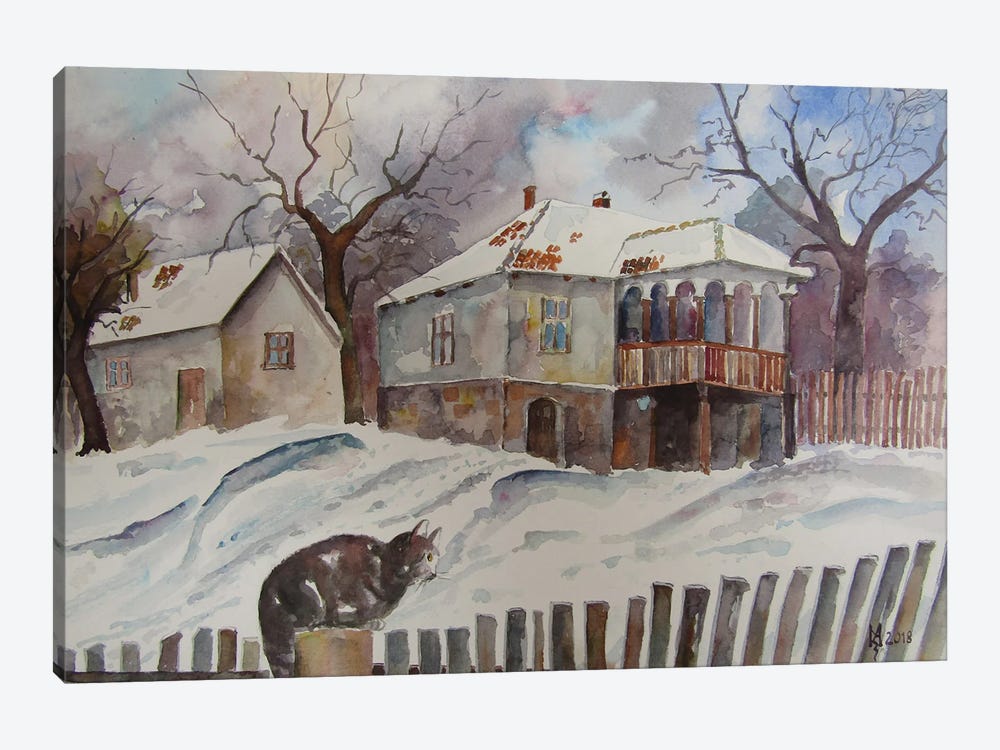 Winter Scene by Zoran Mihajlovic Muza 1-piece Canvas Wall Art