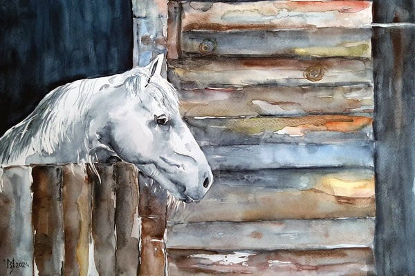 Zoran Mihajlovic Muza: White Horse by Zoran Mihajlovic Muza