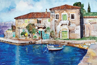 Large | 37"-48" - Framed Canvas Art: Mediterranean by Zoran Mihajlovic Muza
