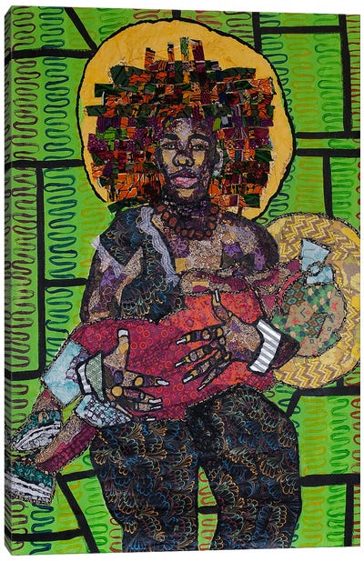 Breastfeeding I Canvas Art Print - Contemporary Portraiture by Black Artists