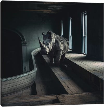 Lost Animals - Series Nr.6 Canvas Art Print - Rhinoceros Art