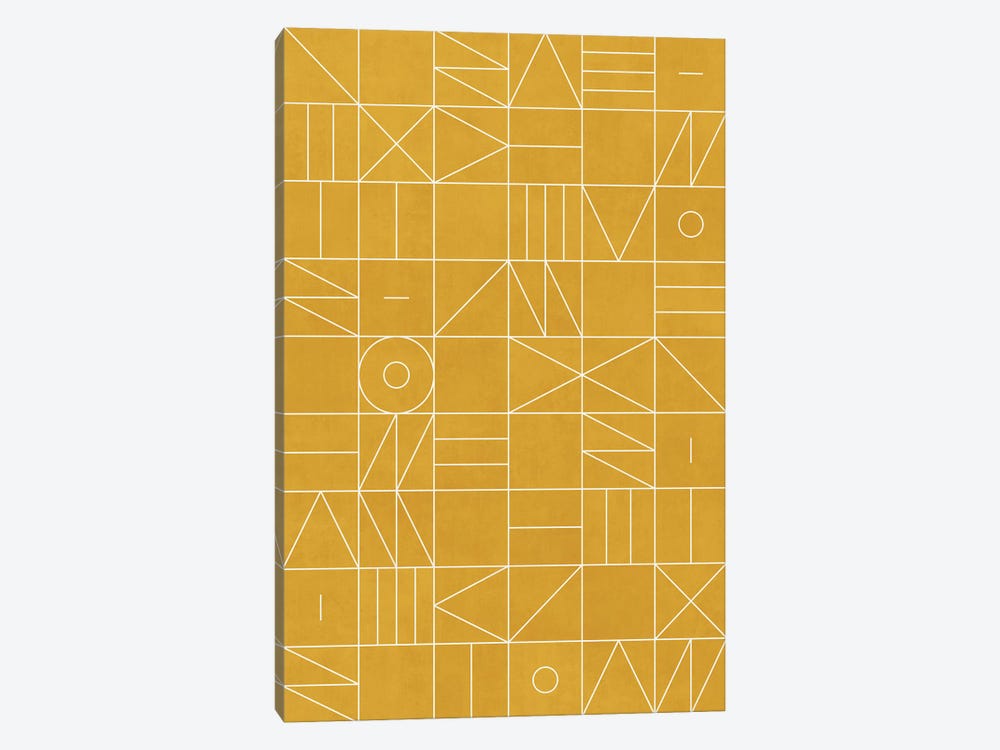 My Favorite Geometric Patterns No.4 - Mustard Yellow by Zoltan Ratko 1-piece Canvas Wall Art