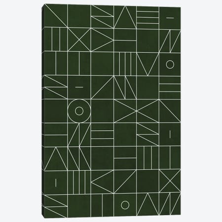 My Favorite Geometric Patterns No.6 - Deep Green Canvas Print #ZRA102} by Zoltan Ratko Canvas Wall Art