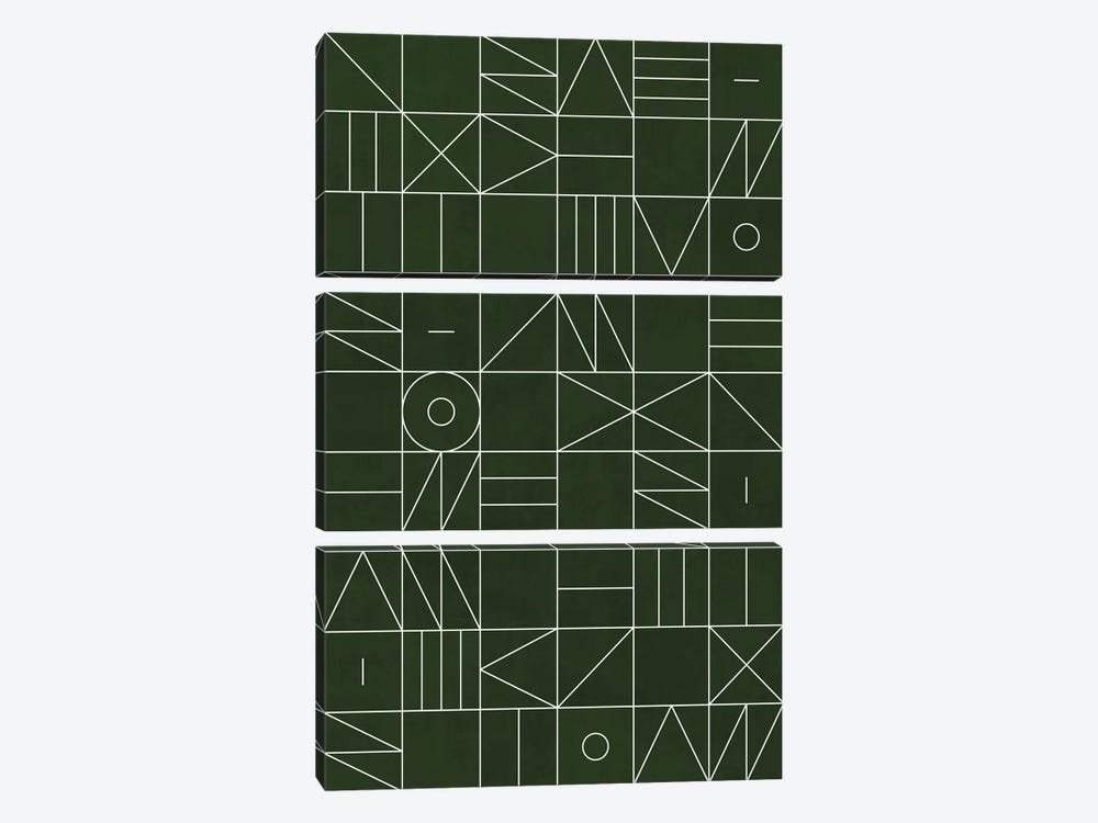 My Favorite Geometric Patterns No.6 - Deep Green by Zoltan Ratko 3-piece Canvas Wall Art