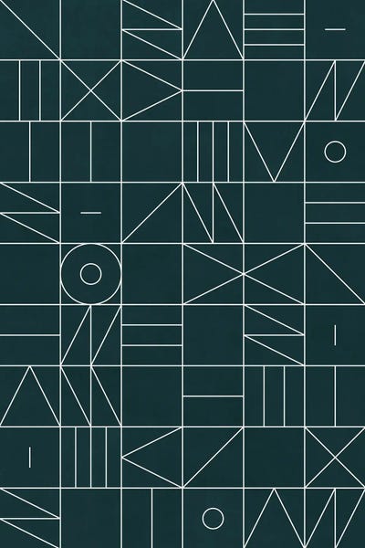 My Favorite Geometric Patterns No.8 - Green Tinted Navy Blue