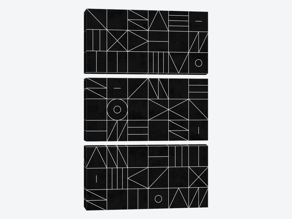 My Favorite Geometric Patterns No.9 - Black by Zoltan Ratko 3-piece Canvas Art Print