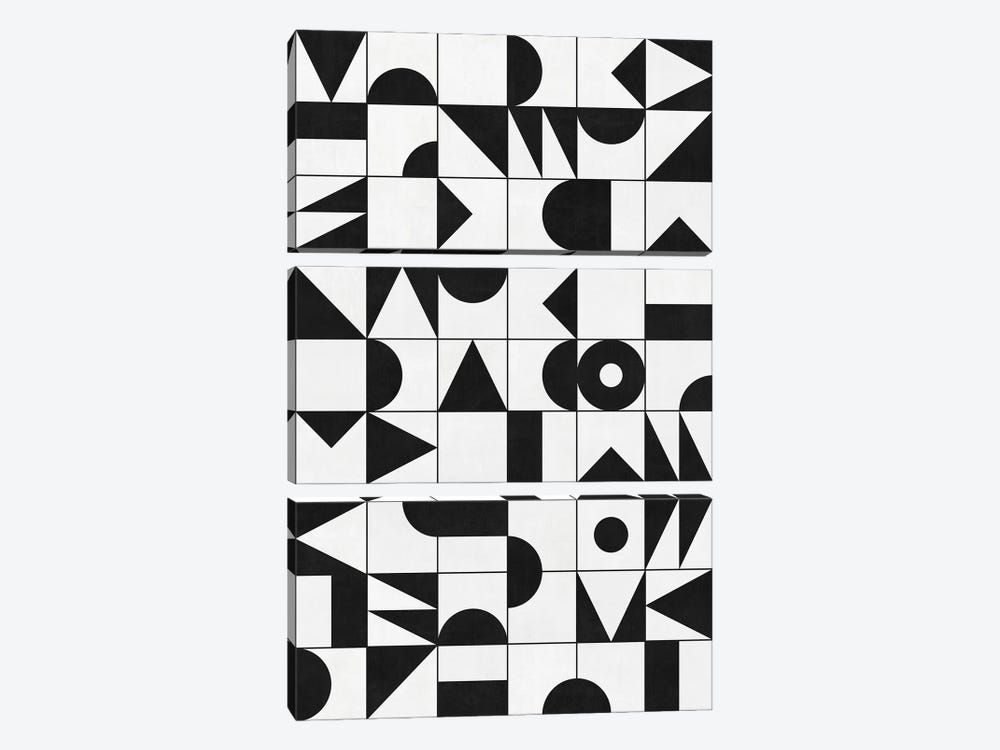 My Favorite Geometric Patterns No.10 - White by Zoltan Ratko 3-piece Canvas Wall Art