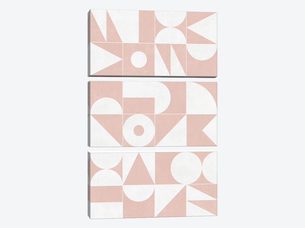 My Favorite Geometric Patterns No.11 - Pale Pink by Zoltan Ratko 3-piece Canvas Art Print
