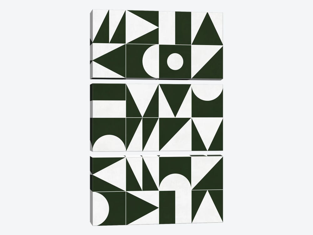 My Favorite Geometric Patterns No.15 - Deep Green by Zoltan Ratko 3-piece Canvas Art